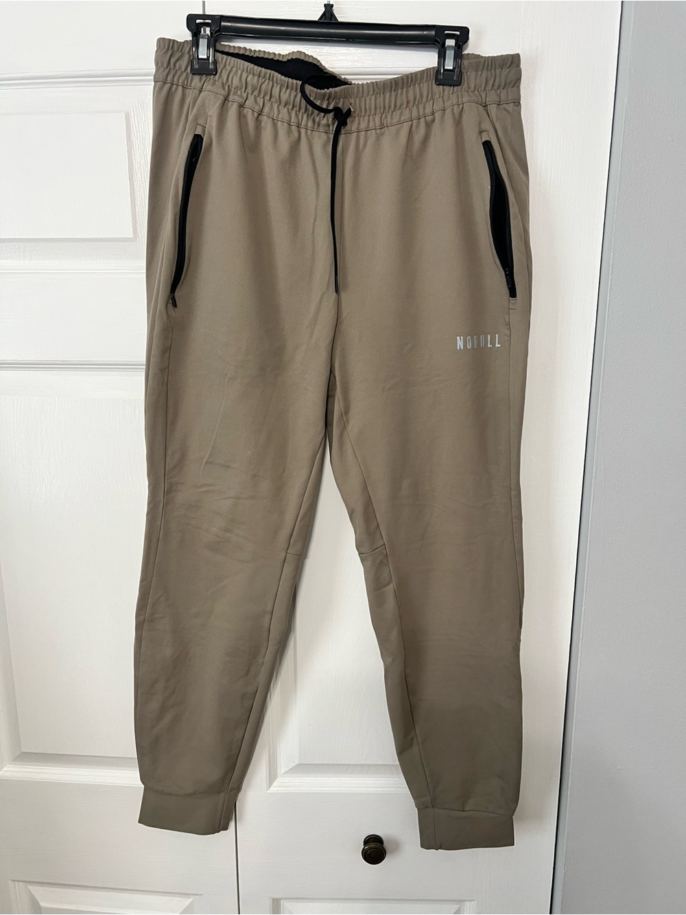NOBULL Tan Khaki Performance Joggers with Zippered Pockets